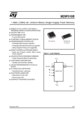 29F010 Datasheet PDF STMicroelectronics