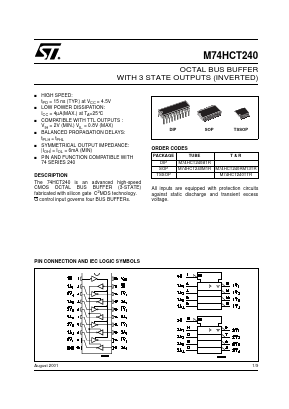M74HCT240B1R Datasheet PDF STMicroelectronics