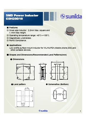 CDH20D10 Datasheet PDF Sumida Corporation