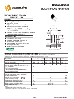 RS201 Datasheet PDF SUNMATE electronic Co., LTD