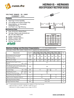 HER602S Datasheet PDF SUNMATE electronic Co., LTD