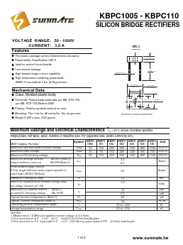 KBPC110 Datasheet PDF SUNMATE electronic Co., LTD