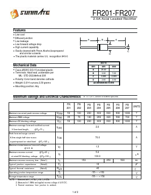 FR201 Datasheet PDF SUNMATE electronic Co., LTD