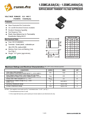 1.5SMCJ27A Datasheet PDF SUNMATE electronic Co., LTD