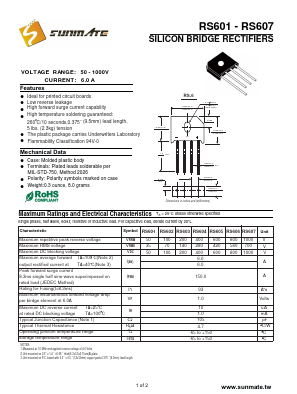 RS601 Datasheet PDF SUNMATE electronic Co., LTD