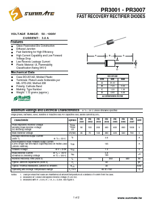 PR3007 Datasheet PDF SUNMATE electronic Co., LTD