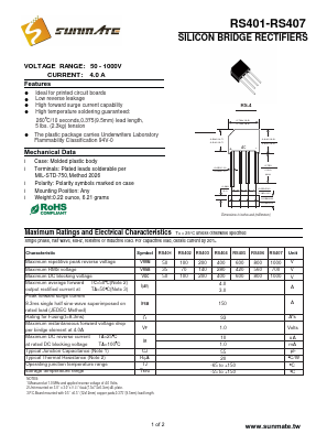 RS403 Datasheet PDF SUNMATE electronic Co., LTD
