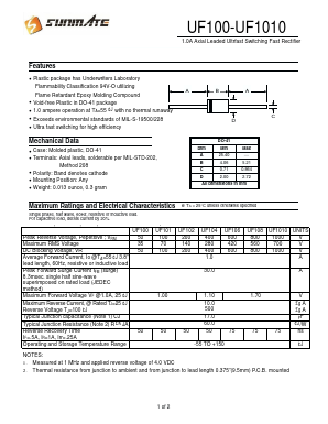 UF100 Datasheet PDF SUNMATE electronic Co., LTD
