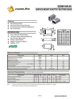 SDM10K45 Datasheet PDF SUNMATE electronic Co., LTD