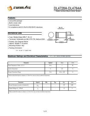DL4728A Datasheet PDF SUNMATE electronic Co., LTD