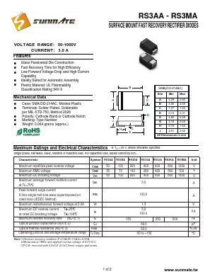 RS3AA Datasheet PDF SUNMATE electronic Co., LTD