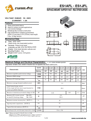 ES1CFL Datasheet PDF SUNMATE electronic Co., LTD