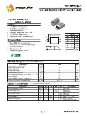 SDM20U40 Datasheet PDF SUNMATE electronic Co., LTD