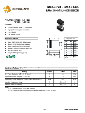 SMAZ39 Datasheet PDF SUNMATE electronic Co., LTD