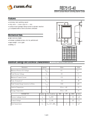 RB751S-40 Datasheet PDF SUNMATE electronic Co., LTD