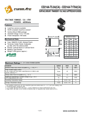 CD214A-T8.5CA Datasheet PDF SUNMATE electronic Co., LTD