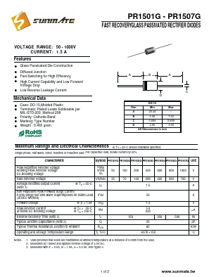 PR1506G Datasheet PDF SUNMATE electronic Co., LTD