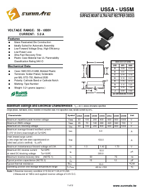 US5J Datasheet PDF SUNMATE electronic Co., LTD