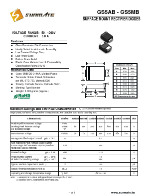 GS5GB Datasheet PDF SUNMATE electronic Co., LTD