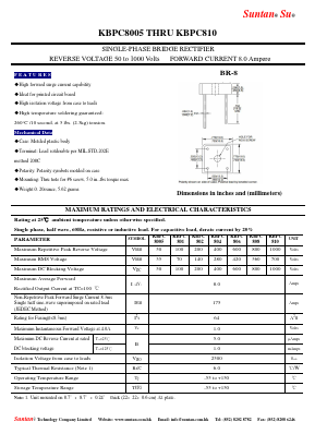 KBPC801 Datasheet PDF Suntan Capacitors