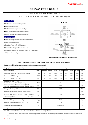 BR2506 Datasheet PDF Suntan Capacitors