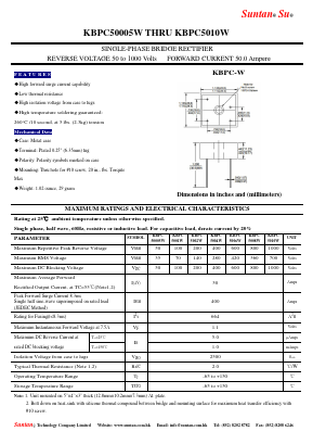 KBPC5008W Datasheet PDF Suntan Capacitors