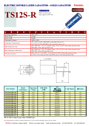 TS12S-R-2R5-105 Datasheet PDF Suntan Capacitors