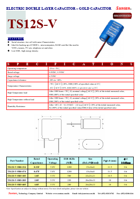 TS12S-V Datasheet PDF Suntan Capacitors