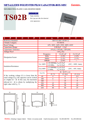 TS02B Datasheet PDF Suntan Capacitors
