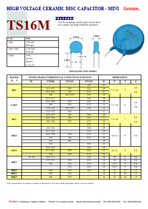 TS16M Datasheet PDF Suntan Capacitors