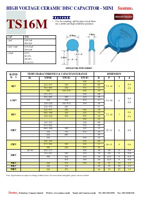 TS16M Datasheet PDF Suntan Capacitors