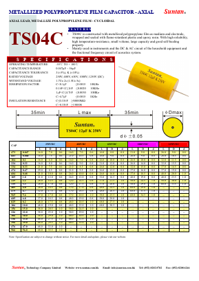 TS04C Datasheet PDF Suntan Capacitors