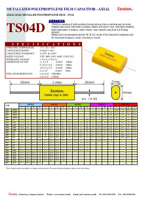 TS04D Datasheet PDF Suntan Capacitors