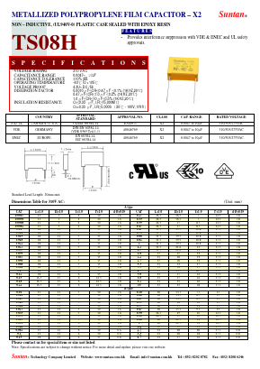 TS08H Datasheet PDF Suntan Capacitors