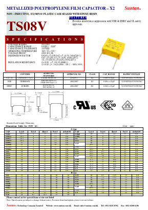 TS08V Datasheet PDF Suntan Capacitors