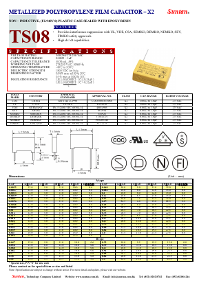 TS08 Datasheet PDF Suntan Capacitors