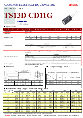 TS13D9-CD11G Datasheet PDF Suntan Capacitors