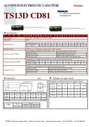 TS13D1-CD81 Datasheet PDF Suntan Capacitors