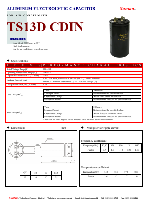 TS13DV-CDIN Datasheet PDF Suntan Capacitors