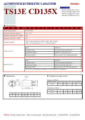 TS13EG-CD135X Datasheet PDF Suntan Capacitors