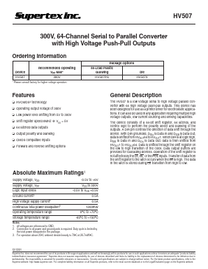 HV507PG Datasheet PDF Supertex Inc