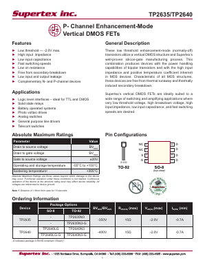 TP2640LG Datasheet PDF Supertex Inc