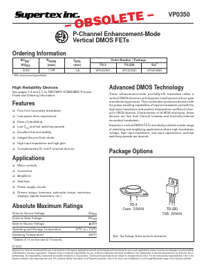 VP0350N Datasheet PDF Supertex Inc