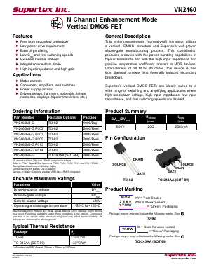 VN2460N3-GP013 Datasheet PDF Supertex Inc