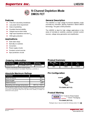LND250K1-G Datasheet PDF Supertex Inc