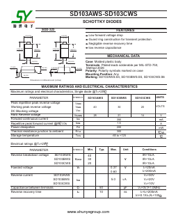 SD103CWS Datasheet PDF Changzhou Shunye Electronics Co.,Ltd.