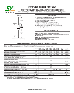 FR153G Datasheet PDF Changzhou Shunye Electronics Co.,Ltd.