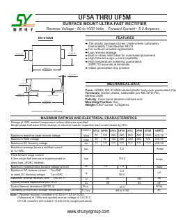 UF5A Datasheet PDF Changzhou Shunye Electronics Co.,Ltd.