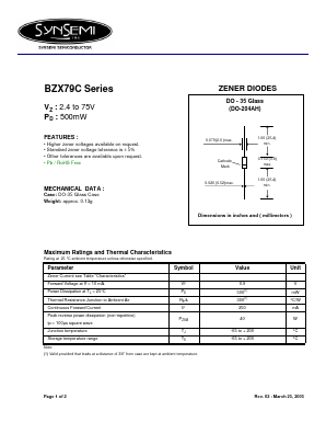 BZX79C Datasheet PDF SynSemi, Inc.