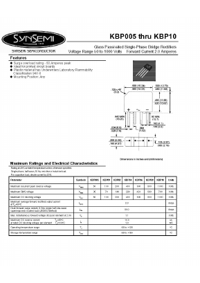 KBP005 Datasheet PDF SynSemi, Inc.